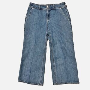 J Crew Full Length Slim Wide Jeans Size 31P (33 X25) Stacked Button CH 886